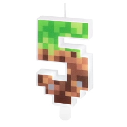 ŚWIECZKA NA TORT MINECRAFT PIKSELE CYFRA 5 PIĘĆ URODZINY